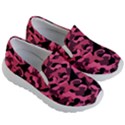 Black and Pink Camouflage Pattern Kids Lightweight Slip Ons View3