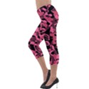 Black and Pink Camouflage Pattern Lightweight Velour Capri Leggings  View3