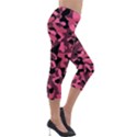 Black and Pink Camouflage Pattern Lightweight Velour Capri Leggings  View4