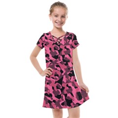 Black And Pink Camouflage Pattern Kids  Cross Web Dress by SpinnyChairDesigns