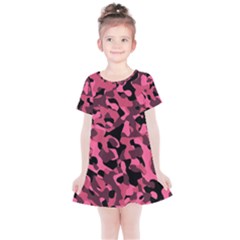 Black And Pink Camouflage Pattern Kids  Simple Cotton Dress by SpinnyChairDesigns