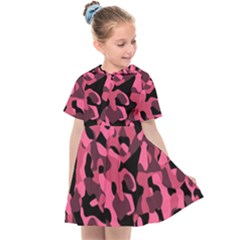 Black And Pink Camouflage Pattern Kids  Sailor Dress by SpinnyChairDesigns