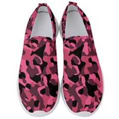 Black And Pink Camouflage Pattern Men s Slip On Sneakers by SpinnyChairDesigns