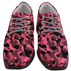 Black And Pink Camouflage Pattern Women Heeled Oxford Shoes by SpinnyChairDesigns