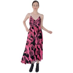 Black And Pink Camouflage Pattern Tie Back Maxi Dress by SpinnyChairDesigns