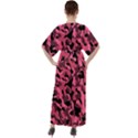 Black and Pink Camouflage Pattern V-Neck Boho Style Maxi Dress View2