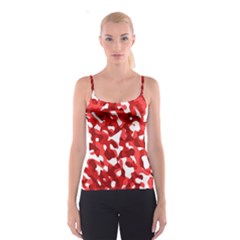 Red And White Camouflage Pattern Spaghetti Strap Top by SpinnyChairDesigns