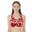 Red and White Camouflage Pattern Sports Bra with Border View1