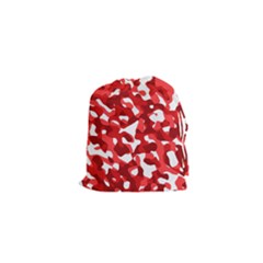 Red And White Camouflage Pattern Drawstring Pouch (xs) by SpinnyChairDesigns