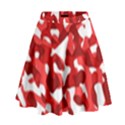 Red and White Camouflage Pattern High Waist Skirt View1