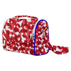 Red And White Camouflage Pattern Satchel Shoulder Bag by SpinnyChairDesigns