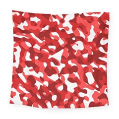 Red And White Camouflage Pattern Square Tapestry (large) by SpinnyChairDesigns