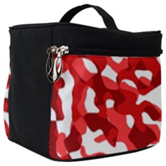 Red And White Camouflage Pattern Make Up Travel Bag (big) by SpinnyChairDesigns