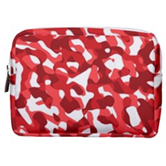 Red And White Camouflage Pattern Make Up Pouch (medium) by SpinnyChairDesigns