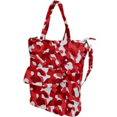 Red And White Camouflage Pattern Shoulder Tote Bag by SpinnyChairDesigns