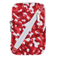 Red And White Camouflage Pattern Belt Pouch Bag (small) by SpinnyChairDesigns