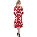 Red and White Camouflage Pattern Ruffle End Midi Chiffon Dress View2