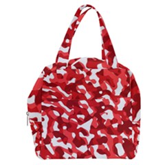 Red And White Camouflage Pattern Boxy Hand Bag by SpinnyChairDesigns