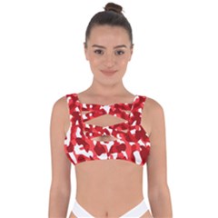 Red And White Camouflage Pattern Bandaged Up Bikini Top by SpinnyChairDesigns