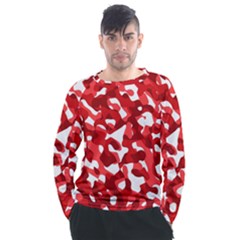 Red And White Camouflage Pattern Men s Long Sleeve Raglan Tee