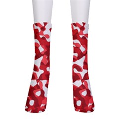 Red And White Camouflage Pattern Men s Crew Socks by SpinnyChairDesigns