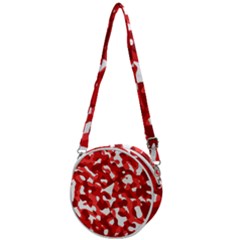 Red And White Camouflage Pattern Crossbody Circle Bag