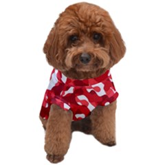 Red And White Camouflage Pattern Dog T-shirt by SpinnyChairDesigns