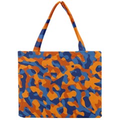 Blue And Orange Camouflage Pattern Mini Tote Bag by SpinnyChairDesigns