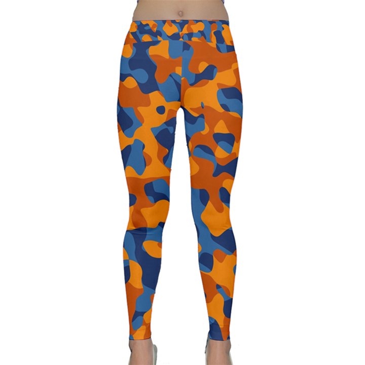 Blue and Orange Camouflage Pattern Classic Yoga Leggings