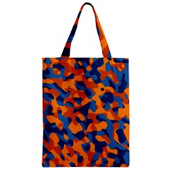 Blue And Orange Camouflage Pattern Zipper Classic Tote Bag by SpinnyChairDesigns