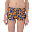 Blue and Orange Camouflage Pattern Boyleg Bikini Bottoms View1