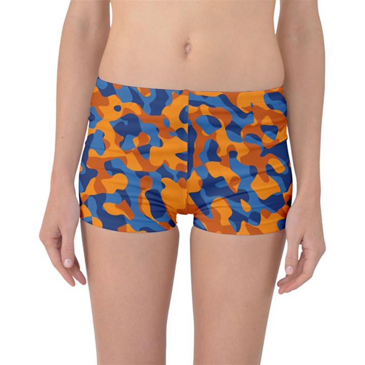 Blue and Orange Camouflage Pattern Boyleg Bikini Bottoms