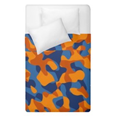 Blue And Orange Camouflage Pattern Duvet Cover Double Side (single Size) by SpinnyChairDesigns