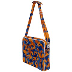 Blue And Orange Camouflage Pattern Cross Body Office Bag by SpinnyChairDesigns