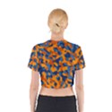 Blue and Orange Camouflage Pattern Cotton Crop Top View2