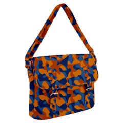 Blue And Orange Camouflage Pattern Buckle Messenger Bag by SpinnyChairDesigns