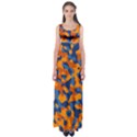 Blue and Orange Camouflage Pattern Empire Waist Maxi Dress View1