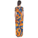 Blue and Orange Camouflage Pattern Short Sleeve Maxi Dress View2