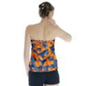 Blue and Orange Camouflage Pattern Strapless Top View2