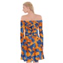 Blue and Orange Camouflage Pattern Off Shoulder Skater Dress View2