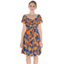 Blue and Orange Camouflage Pattern Short Sleeve Bardot Dress View1