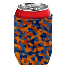 Blue And Orange Camouflage Pattern Can Holder by SpinnyChairDesigns