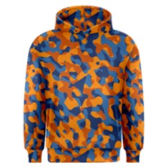 Blue And Orange Camouflage Pattern Men s Overhead Hoodie by SpinnyChairDesigns