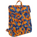 Blue and Orange Camouflage Pattern Flap Top Backpack View2