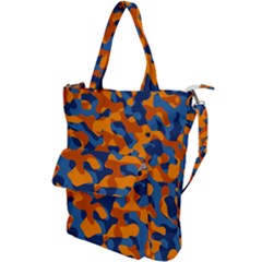 Blue And Orange Camouflage Pattern Shoulder Tote Bag by SpinnyChairDesigns