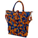 Blue and Orange Camouflage Pattern Buckle Top Tote Bag View1