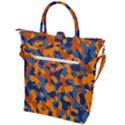 Blue and Orange Camouflage Pattern Buckle Top Tote Bag View2