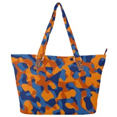 Blue And Orange Camouflage Pattern Full Print Shoulder Bag by SpinnyChairDesigns