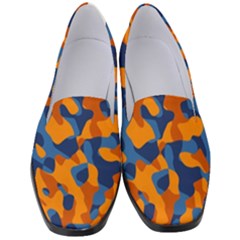 Blue And Orange Camouflage Pattern Women s Classic Loafer Heels