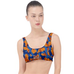 Blue And Orange Camouflage Pattern The Little Details Bikini Top by SpinnyChairDesigns